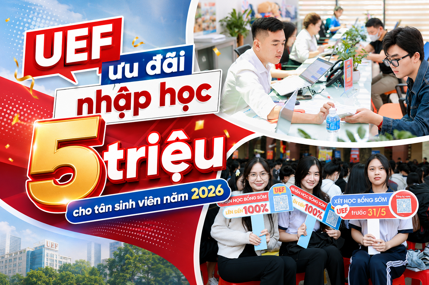 UEF ưu đãi nhập học 5 triệu cho tân sinh viên năm 2026 - Ảnh 1 UEF ưu đãi nhập học 5 triệu cho tân sinh viên năm 2026 - Ảnh 1
